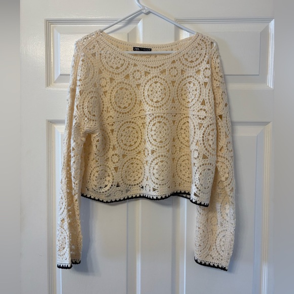 ZARA Cream/Off White Crochet Sweater - Picture 2 of 3